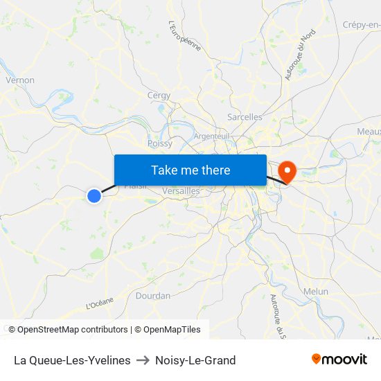 La Queue-Les-Yvelines to Noisy-Le-Grand map