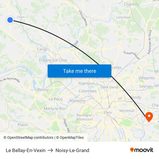 Le Bellay-En-Vexin to Noisy-Le-Grand map
