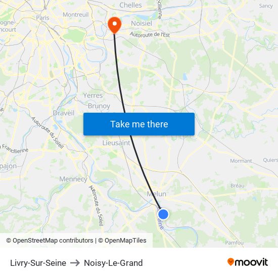 Livry-Sur-Seine to Noisy-Le-Grand map