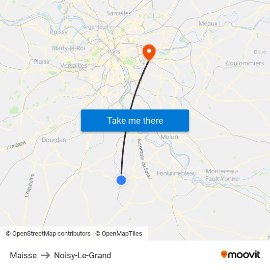 Maisse to Noisy-Le-Grand map