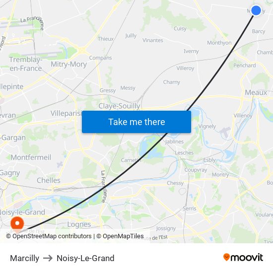 Marcilly to Noisy-Le-Grand map