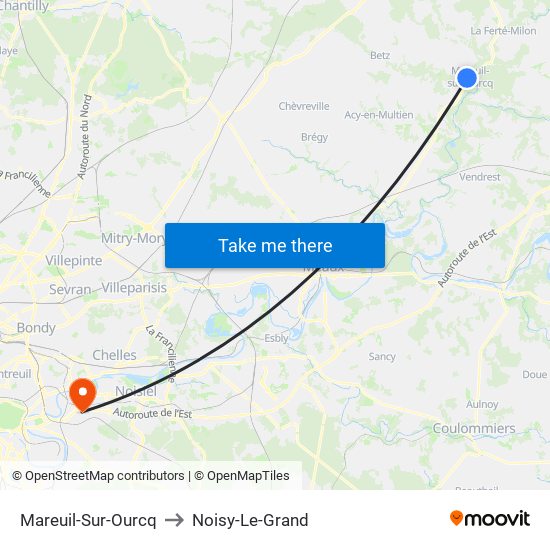 Mareuil-Sur-Ourcq to Noisy-Le-Grand map