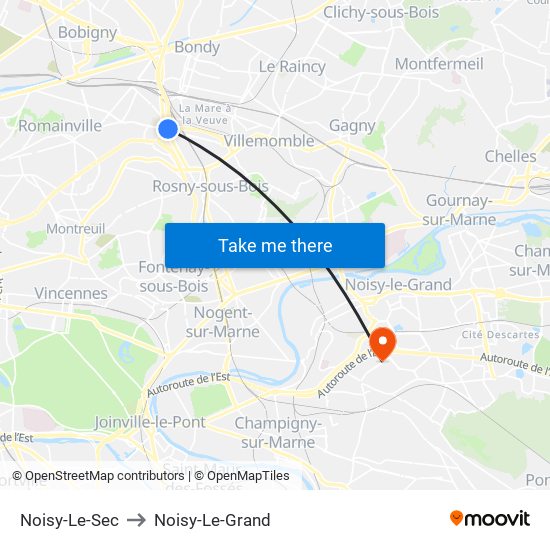 Noisy-Le-Sec to Noisy-Le-Grand map