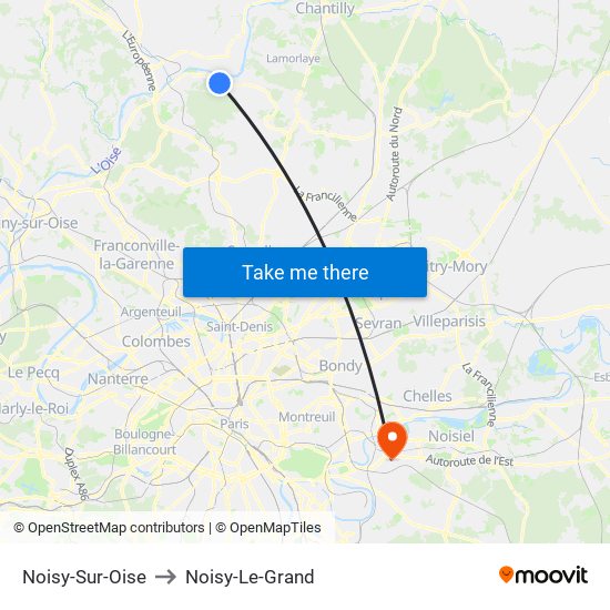 Noisy-Sur-Oise to Noisy-Le-Grand map
