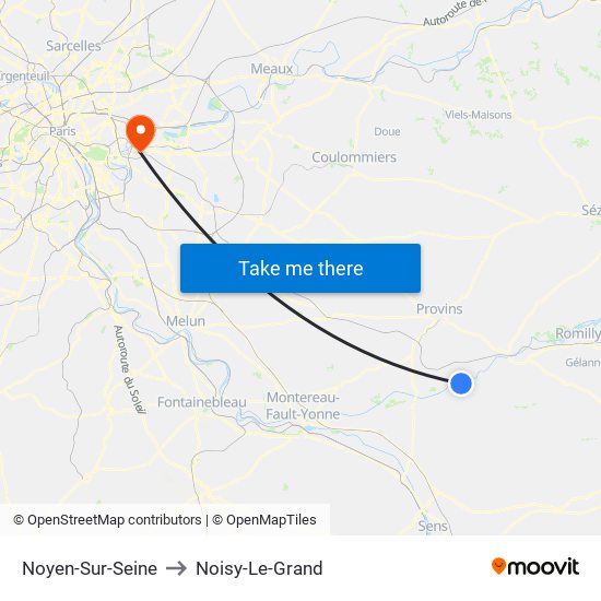 Noyen-Sur-Seine to Noisy-Le-Grand map