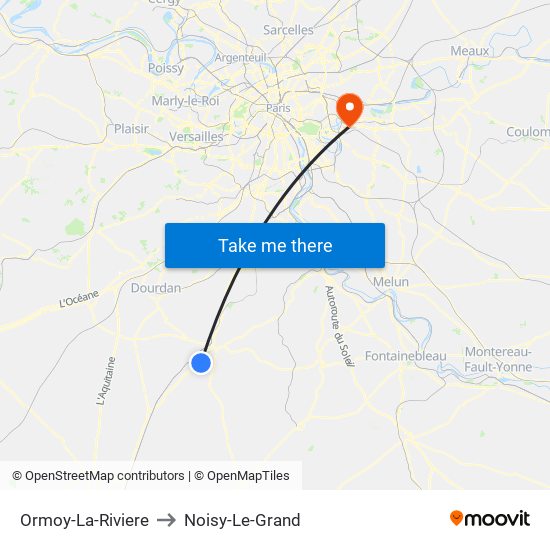 Ormoy-La-Riviere to Noisy-Le-Grand map