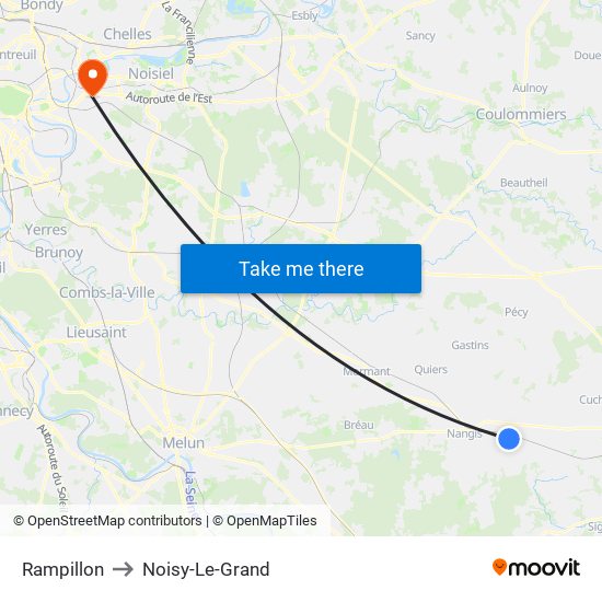 Rampillon to Noisy-Le-Grand map