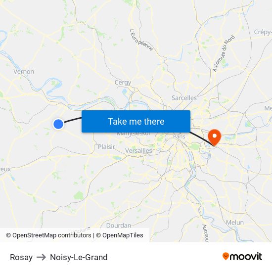Rosay to Noisy-Le-Grand map