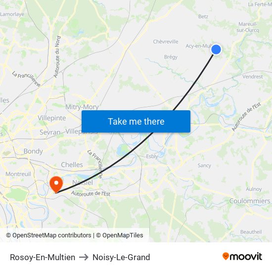 Rosoy-En-Multien to Noisy-Le-Grand map