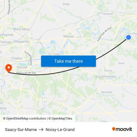 Saacy-Sur-Marne to Noisy-Le-Grand map
