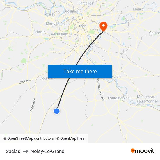 Saclas to Noisy-Le-Grand map