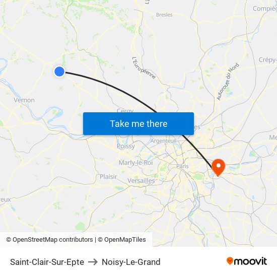 Saint-Clair-Sur-Epte to Noisy-Le-Grand map