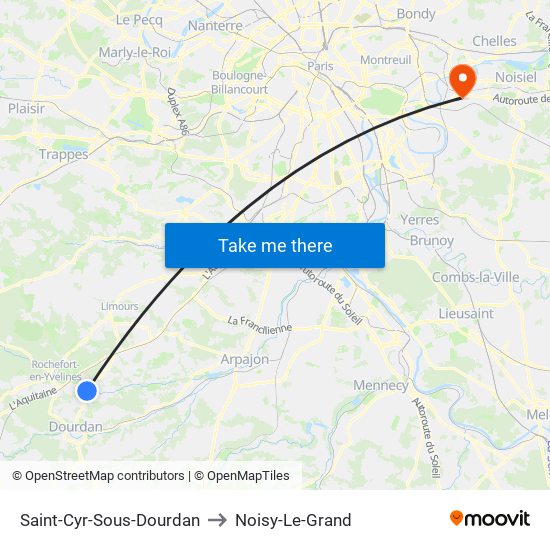 Saint-Cyr-Sous-Dourdan to Noisy-Le-Grand map