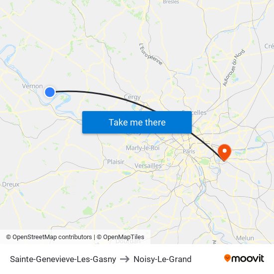 Sainte-Genevieve-Les-Gasny to Noisy-Le-Grand map