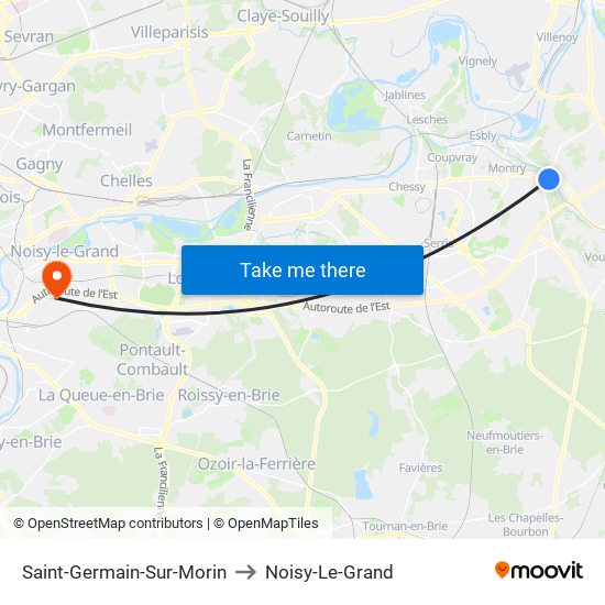 Saint-Germain-Sur-Morin to Noisy-Le-Grand map