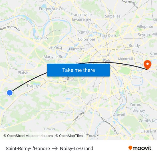 Saint-Remy-L'Honore to Noisy-Le-Grand map