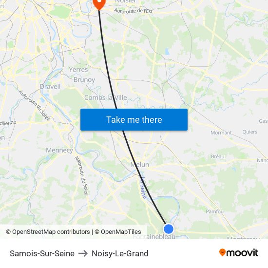 Samois-Sur-Seine to Noisy-Le-Grand map