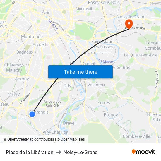 Place de la Libération to Noisy-Le-Grand map