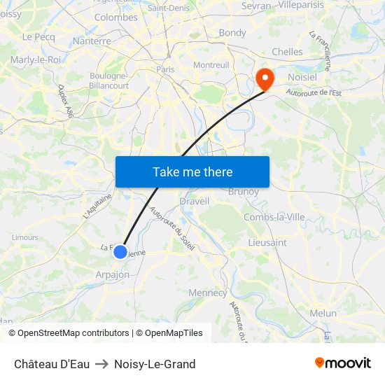 Château D'Eau to Noisy-Le-Grand map