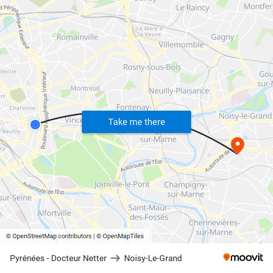 Pyrénées - Docteur Netter to Noisy-Le-Grand map