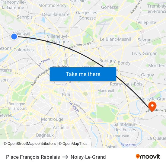 Place François Rabelais to Noisy-Le-Grand map