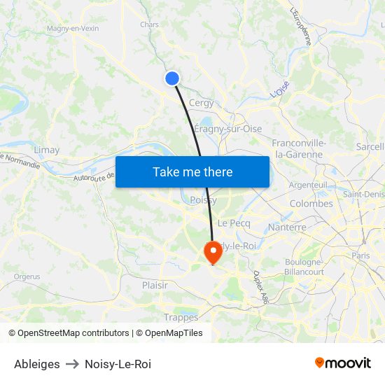 Ableiges to Noisy-Le-Roi map