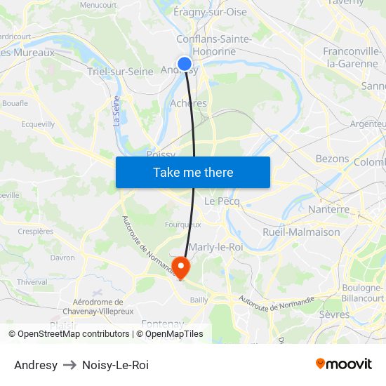 Andresy to Noisy-Le-Roi map