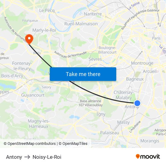 Antony to Noisy-Le-Roi map