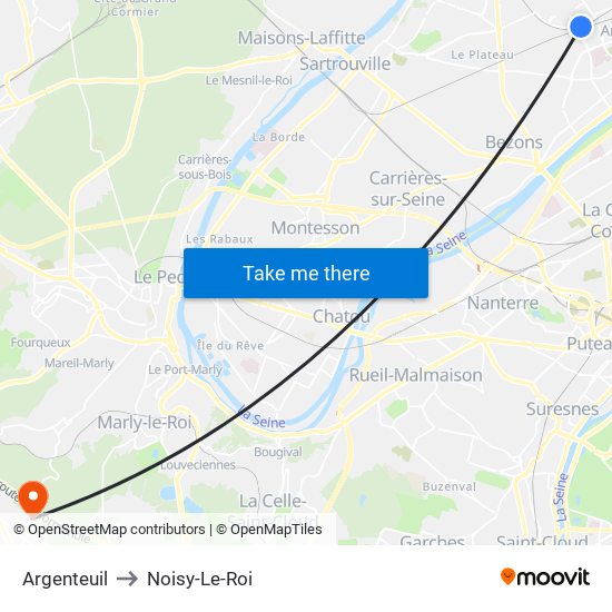 Argenteuil to Noisy-Le-Roi map