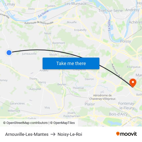 Arnouville-Les-Mantes to Noisy-Le-Roi map