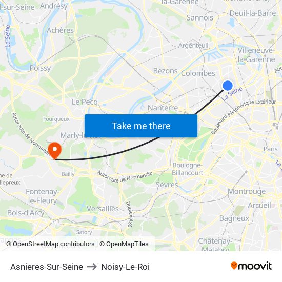 Asnieres-Sur-Seine to Noisy-Le-Roi map