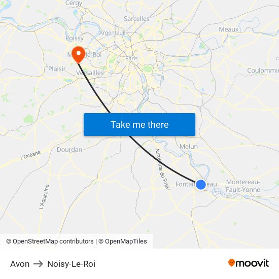 Avon to Noisy-Le-Roi map