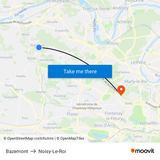 Bazemont to Noisy-Le-Roi map