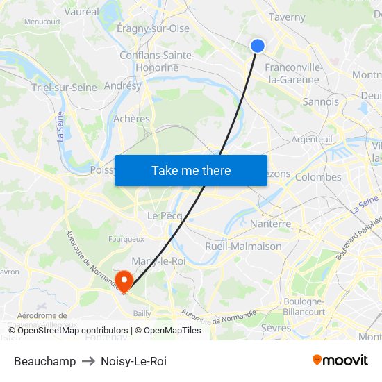 Beauchamp to Noisy-Le-Roi map