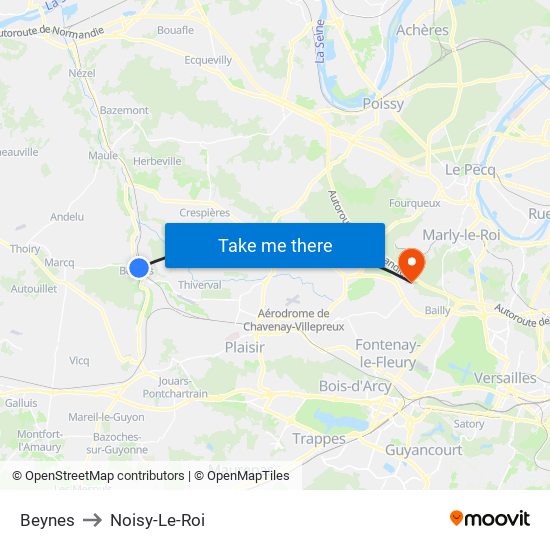 Beynes to Noisy-Le-Roi map