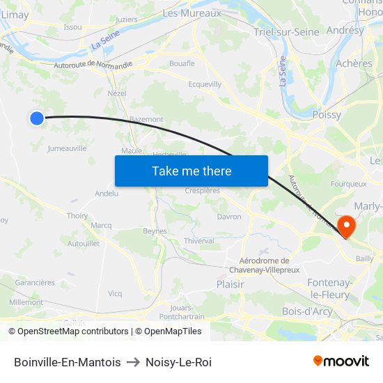 Boinville-En-Mantois to Noisy-Le-Roi map