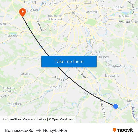 Boissise-Le-Roi to Noisy-Le-Roi map