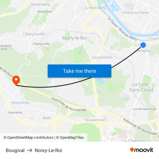 Bougival to Noisy-Le-Roi map