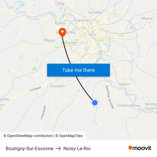 Boutigny-Sur-Essonne to Noisy-Le-Roi map