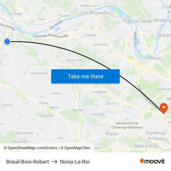 Breuil-Bois-Robert to Noisy-Le-Roi map