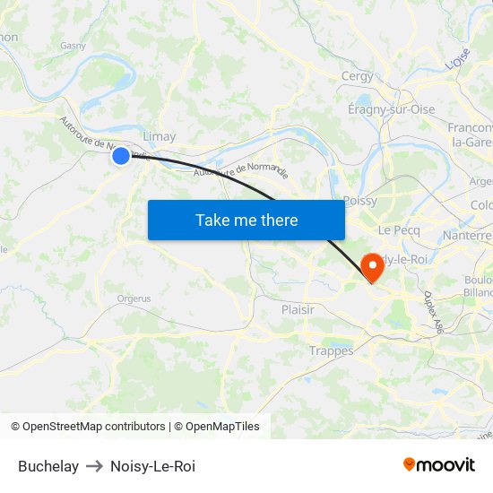 Buchelay to Noisy-Le-Roi map