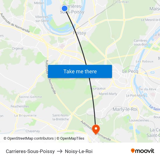 Carrieres-Sous-Poissy to Noisy-Le-Roi map