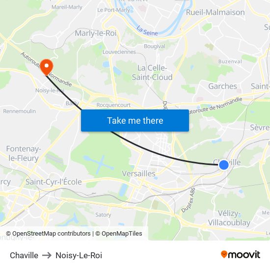 Chaville to Noisy-Le-Roi map
