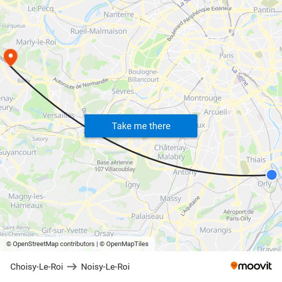 Choisy-Le-Roi to Noisy-Le-Roi map