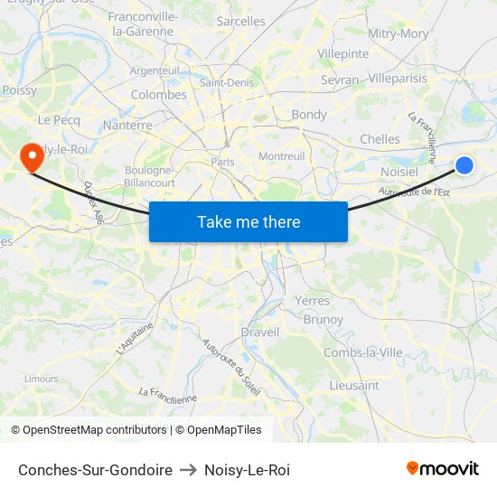 Conches-Sur-Gondoire to Noisy-Le-Roi map