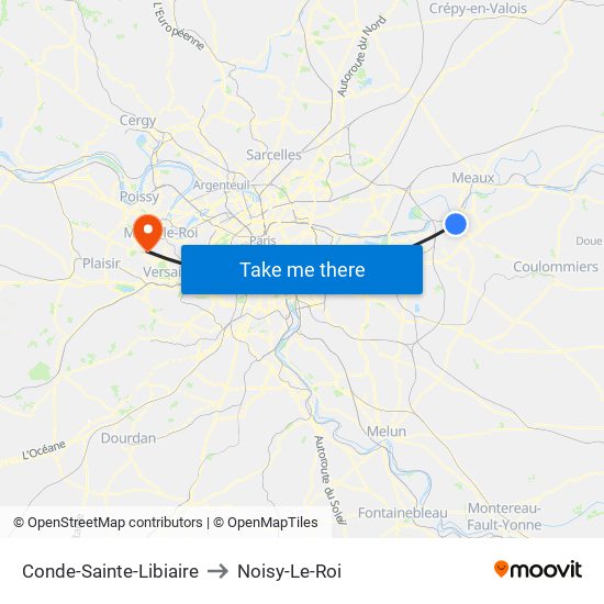 Conde-Sainte-Libiaire to Noisy-Le-Roi map