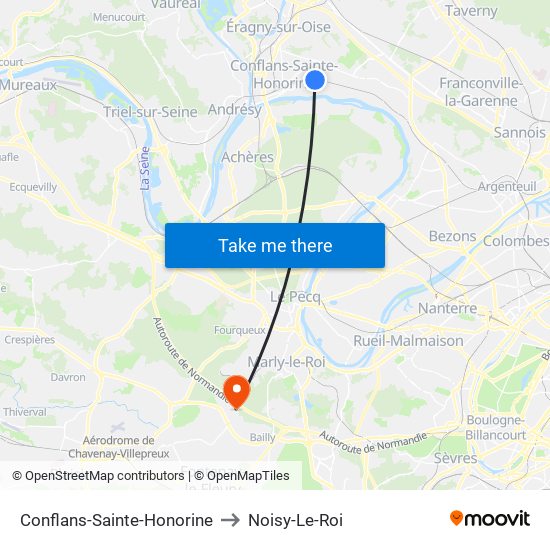 Conflans-Sainte-Honorine to Noisy-Le-Roi map
