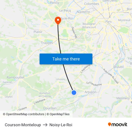 Courson-Monteloup to Noisy-Le-Roi map
