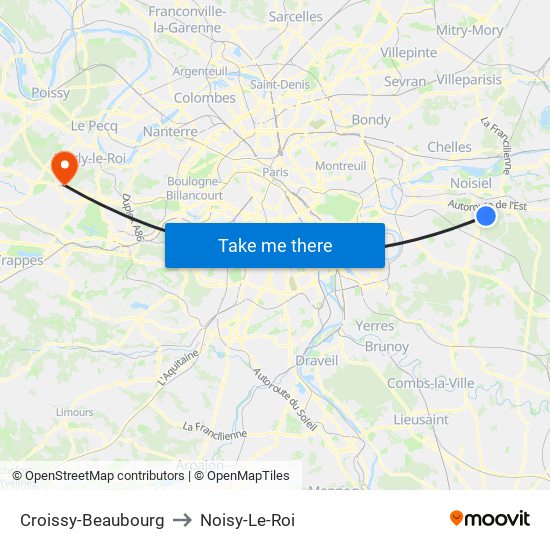 Croissy-Beaubourg to Noisy-Le-Roi map