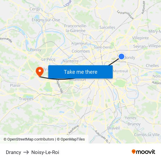 Drancy to Noisy-Le-Roi map